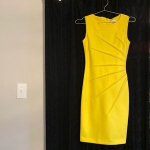 Yellow fitted Calvin Klein dress